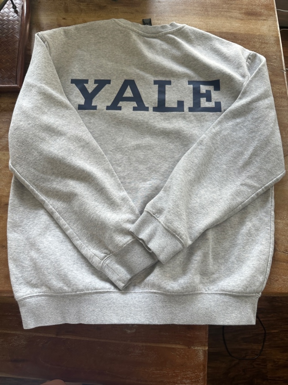 H&M Gray Crewneck Sweatshirt with Navy Bulldog Logo - Picture 2 of 3